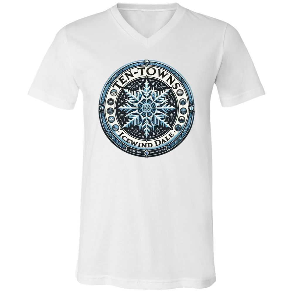 Ten-Towns Icewind Dale Unisex V-Neck T-Shirt - White - 5