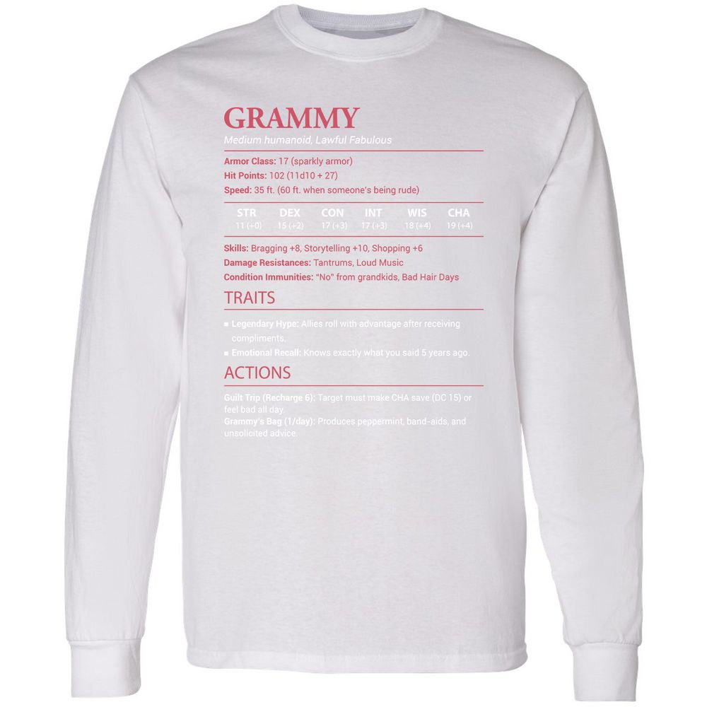 Grammy Stats Long Sleeve T-Shirt - White - 5