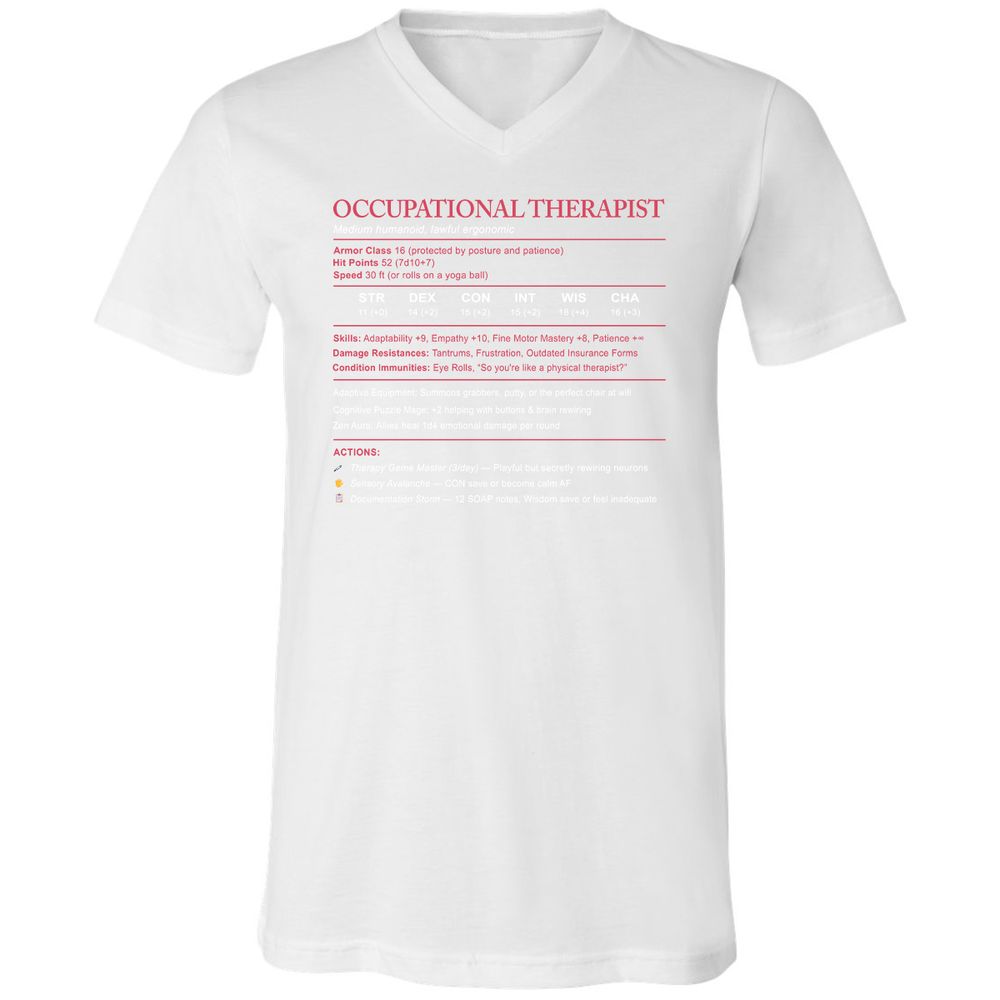 Occupational Therapist Stats Unisex V-Neck T-Shirt - White - 5