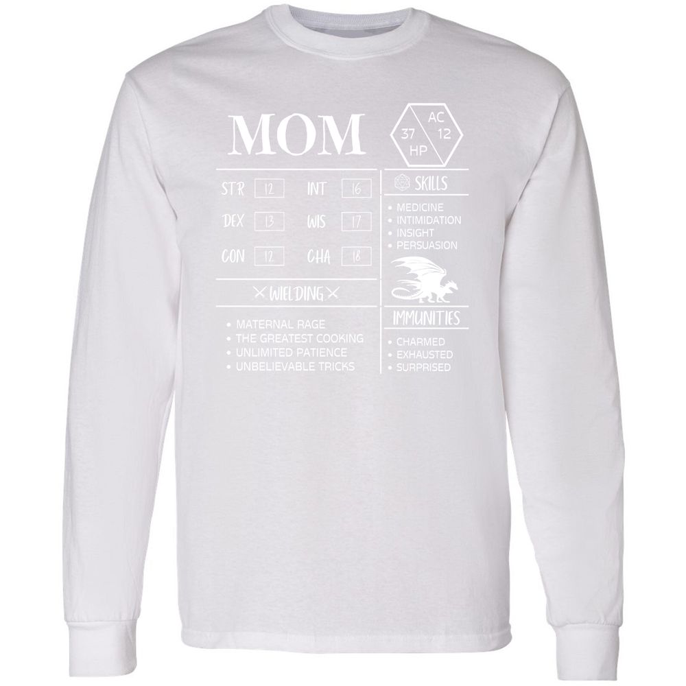 Mom Stats 2 Long Sleeve T-Shirt - White - 5