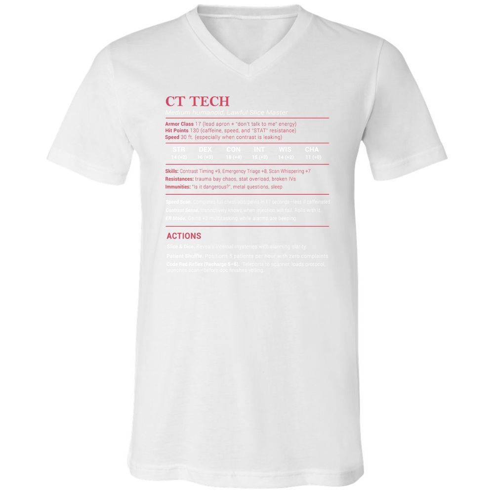 CT Tech Stats Unisex V-Neck T-Shirt - White - 5