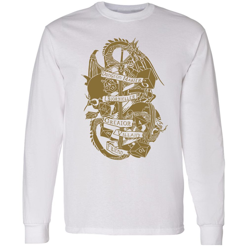 Dungeon Master Dragon Long Sleeve T-Shirt - White - 5