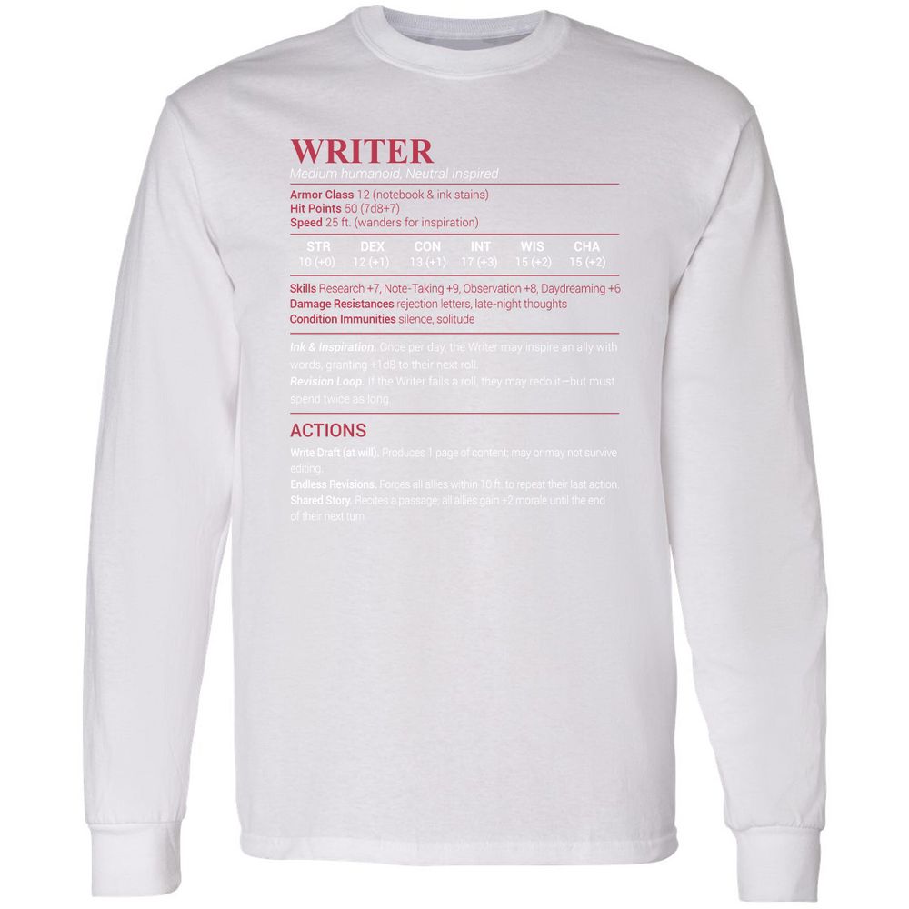 Writer Long Sleeve T-Shirt - White - 5