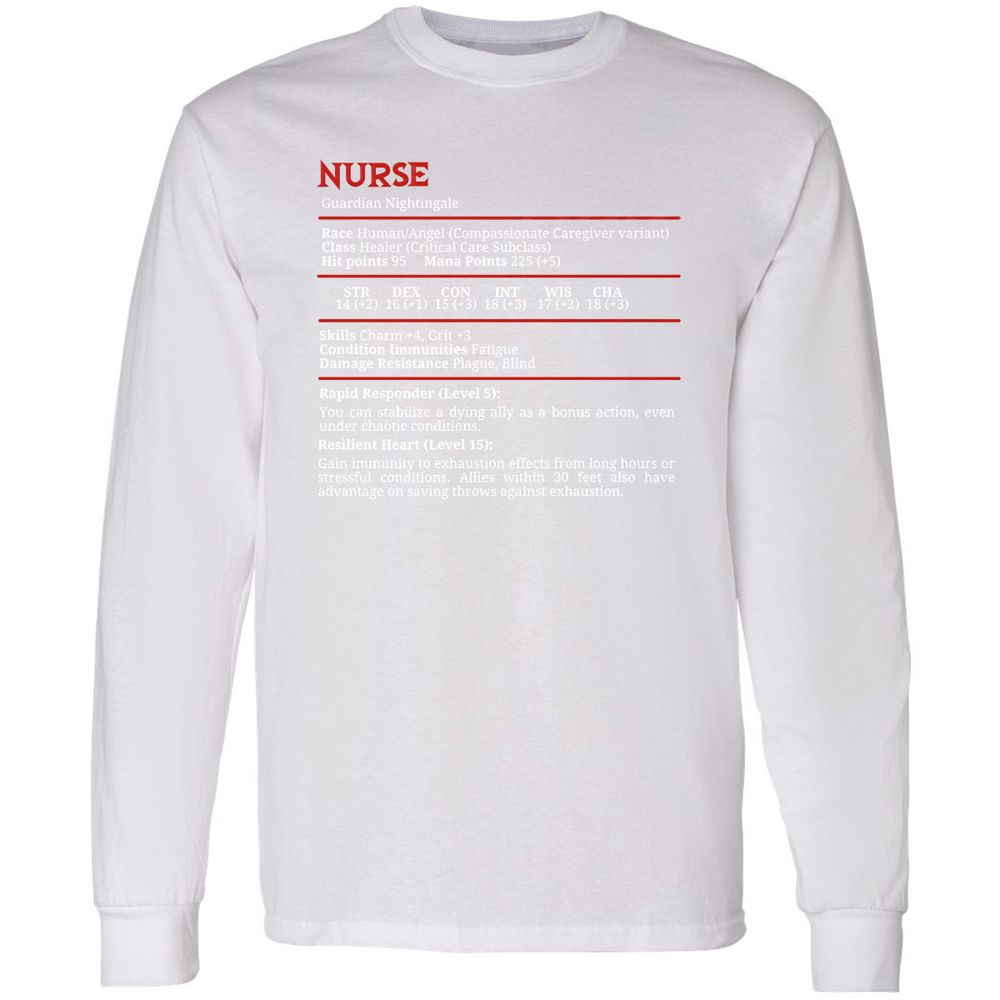 Nurse Stats Long Sleeve T-Shirt - White - 5
