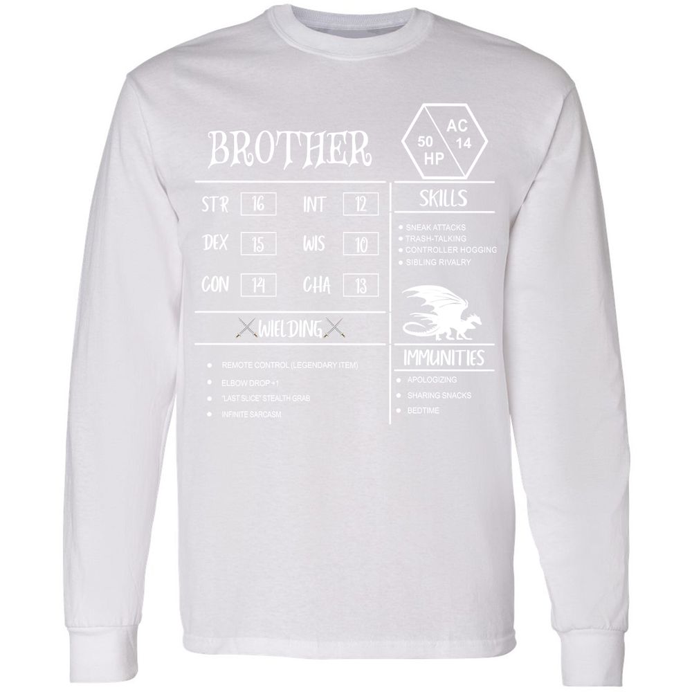 Brother Stats Long Sleeve T-Shirt - White - 5