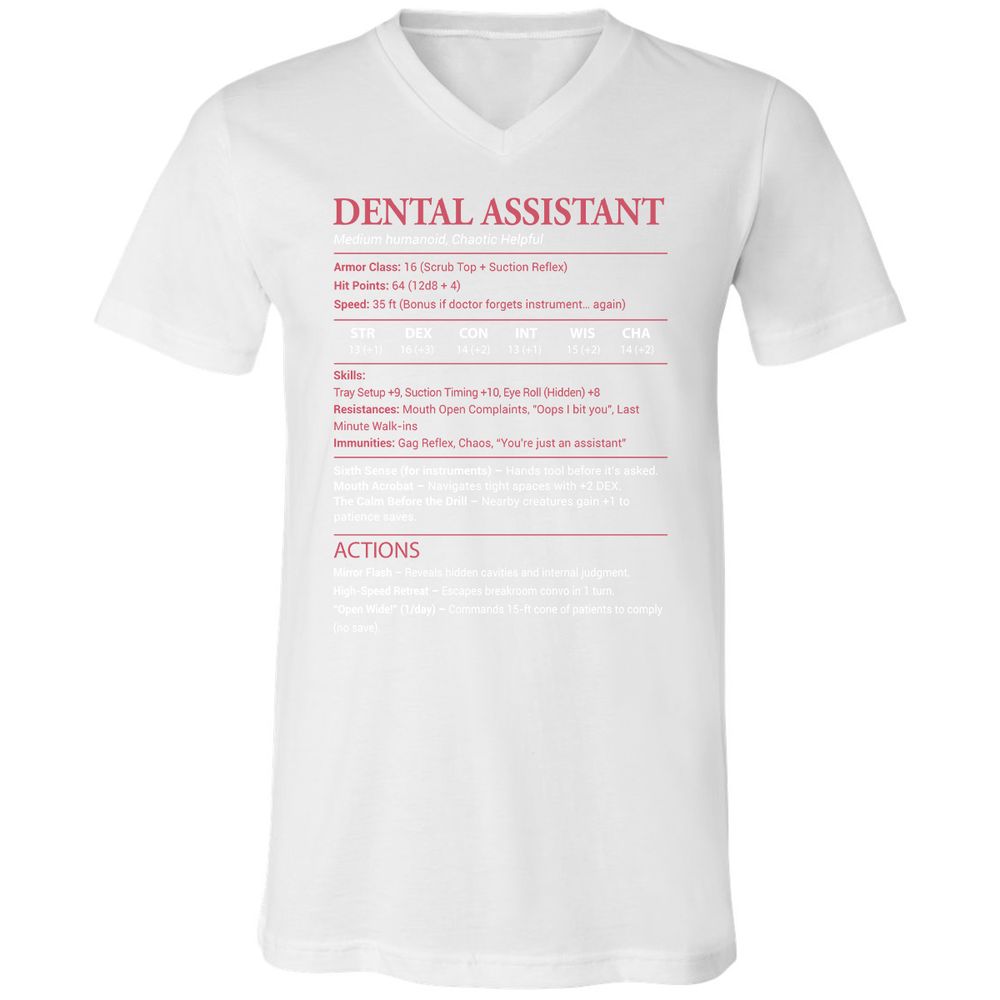 Dental Assistant Unisex V-Neck T-Shirt - White - 5