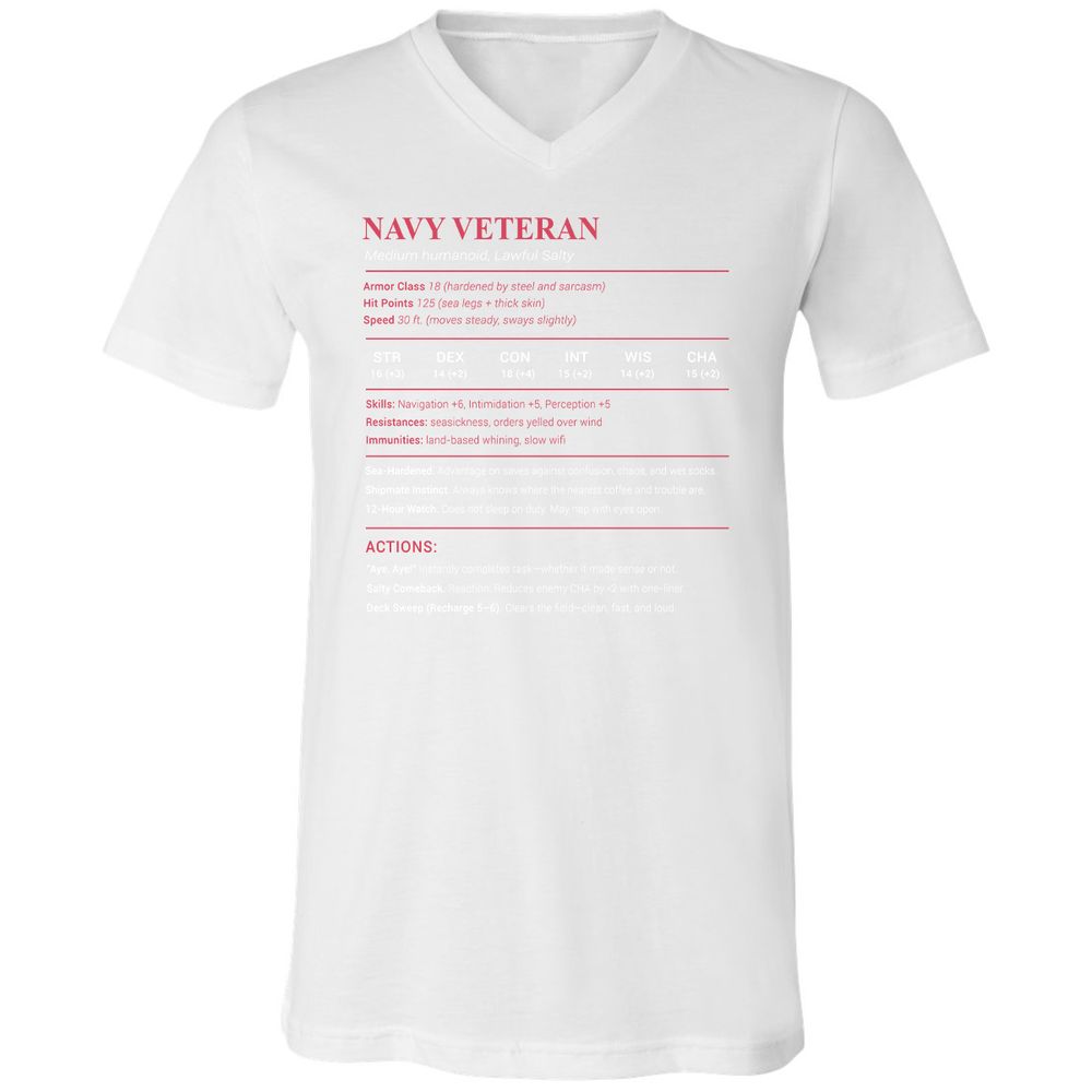 Navy Veteran Unisex V-Neck T-Shirt - White - 5
