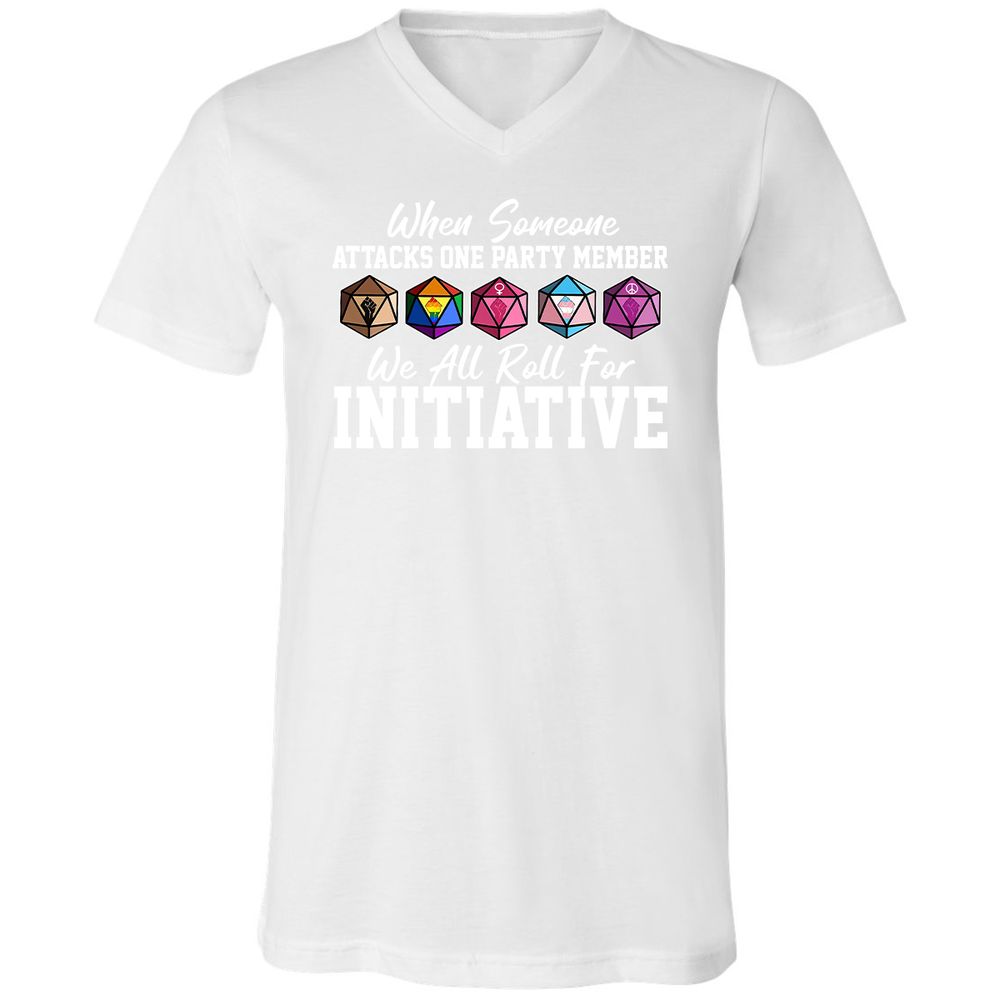 LGBT Roll For Initiative Unisex V-Neck T-Shirt - White - 5