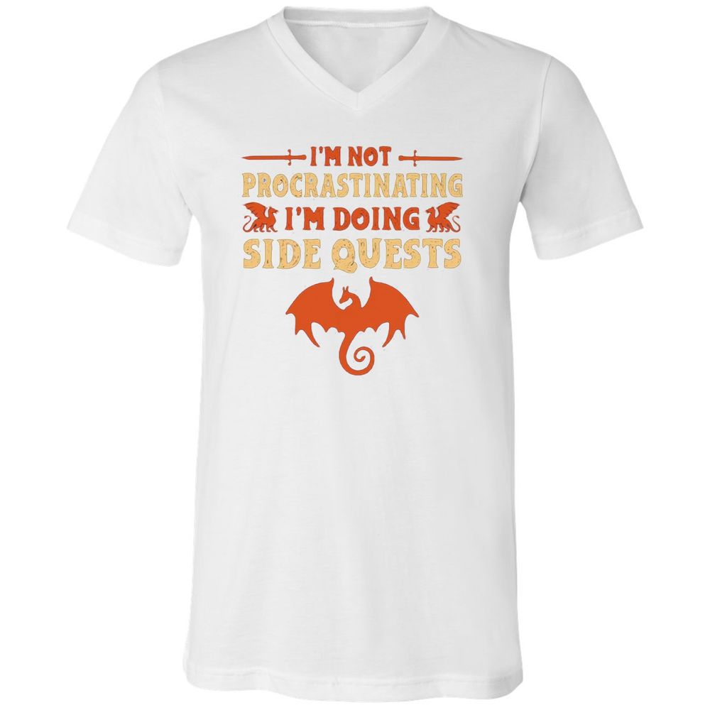 I'm Doing Side Quests Unisex V-Neck T-Shirt - White - 5