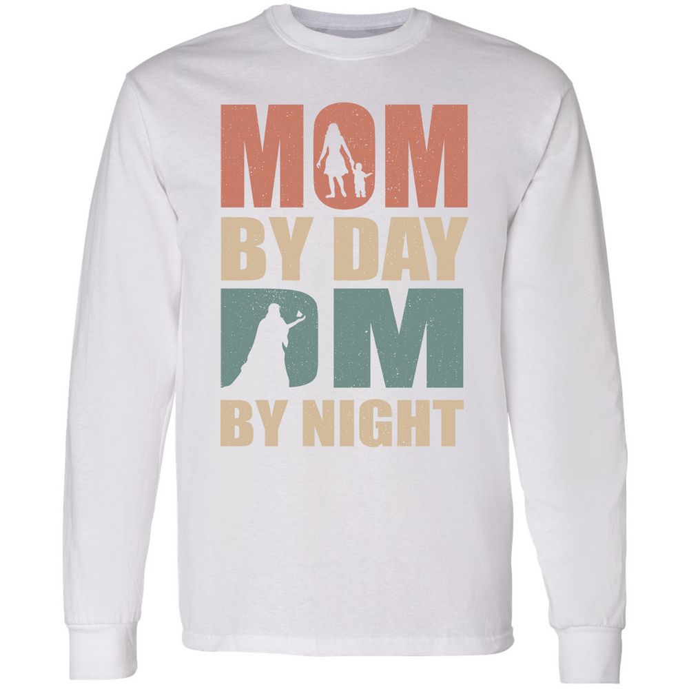 Mom By Day DM By Night Long Sleeve T-Shirt - White - 5