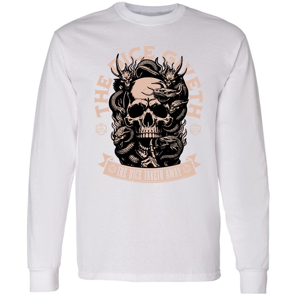 The Dice Giveth The Dice Taketh Away Long Sleeve T-Shirt - White - 5