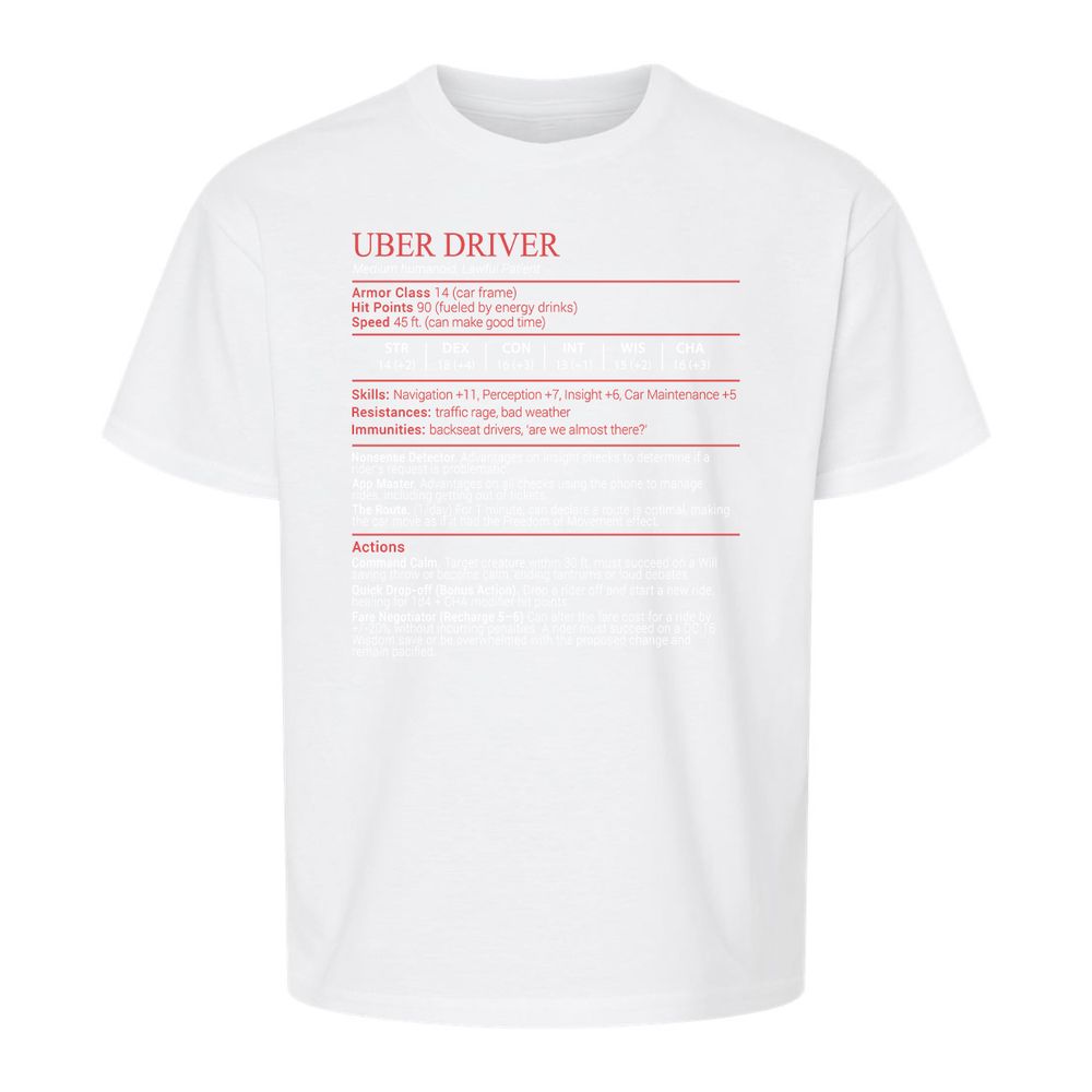 Uber Driver Stats Block Kids T-Shirt - White - 5