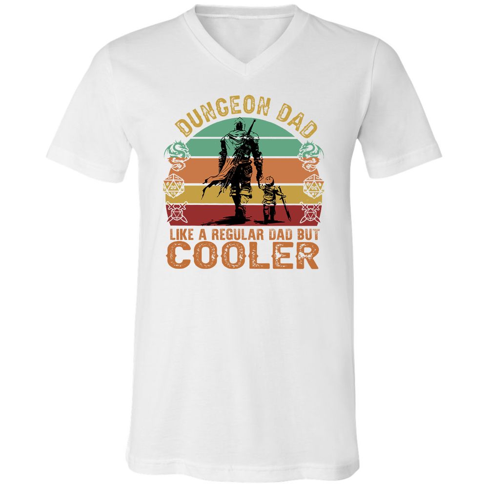 Dungeon Dad Like A Regular Dad Unisex V-Neck T-Shirt - White - 5