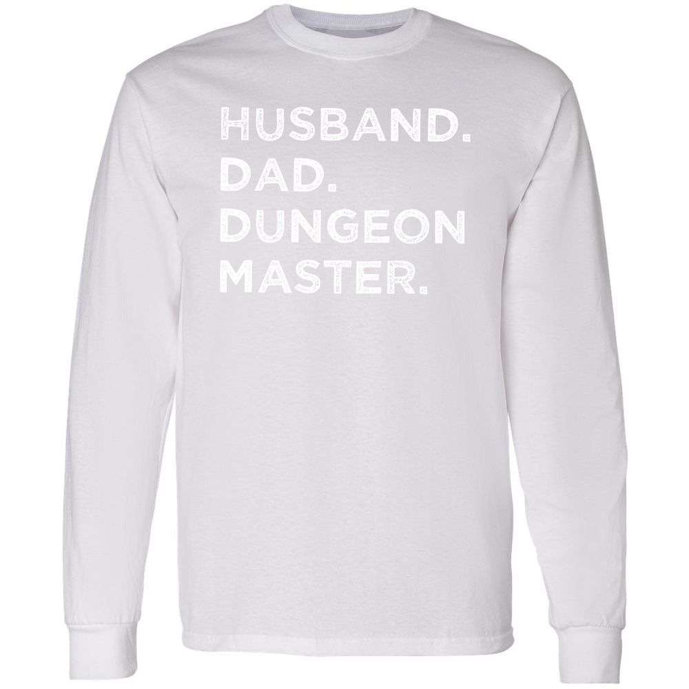 Husband Dad Dungeon Master Long Sleeve T-Shirt - White - 5