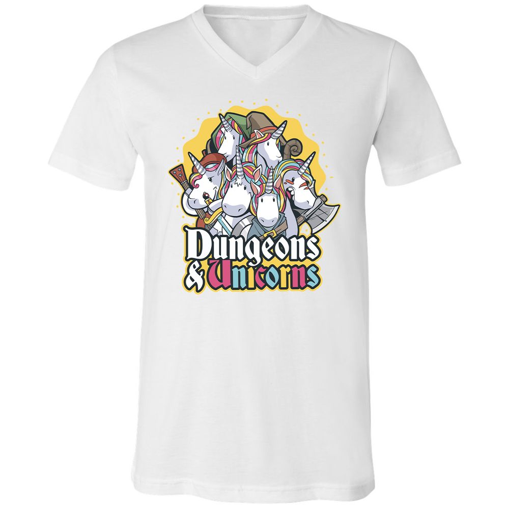 Dungeons And Unicorns Unisex V-Neck T-Shirt - White - 5