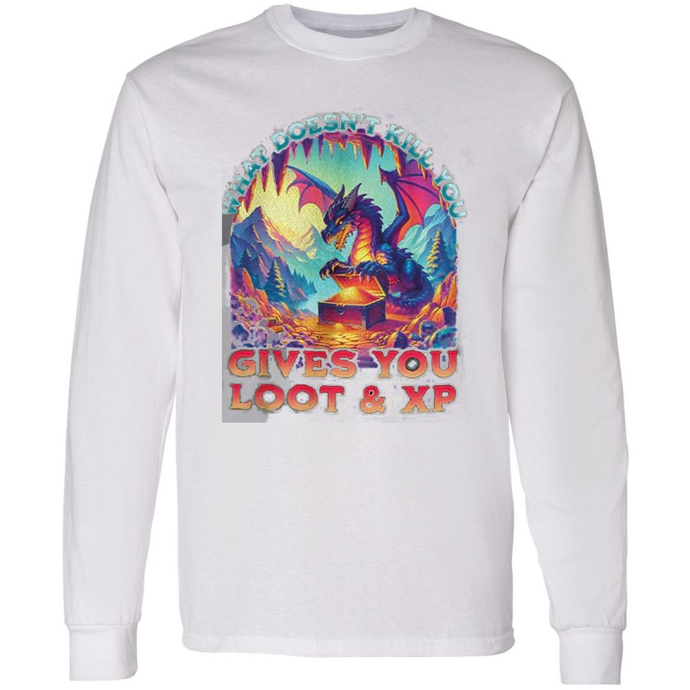 What Doesn't Kill You Give You Loot & XP Long Sleeve T-Shirt - White - 5
