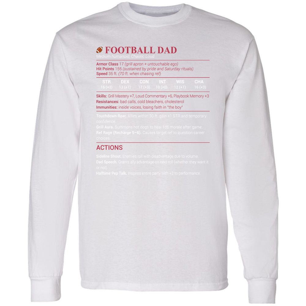 Football Dad Long Sleeve T-Shirt - White - 5