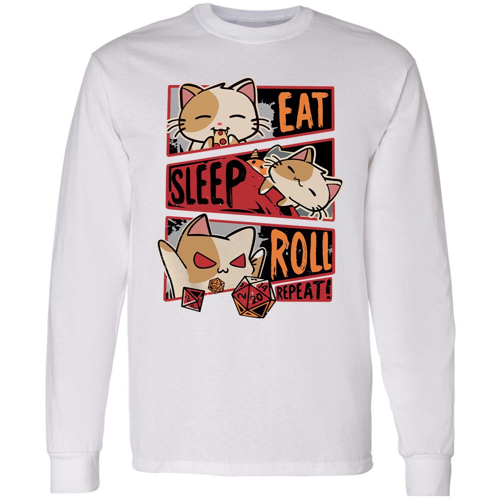 Eat Sleep Roll Repeat Long Sleeve T-Shirt - White - 5