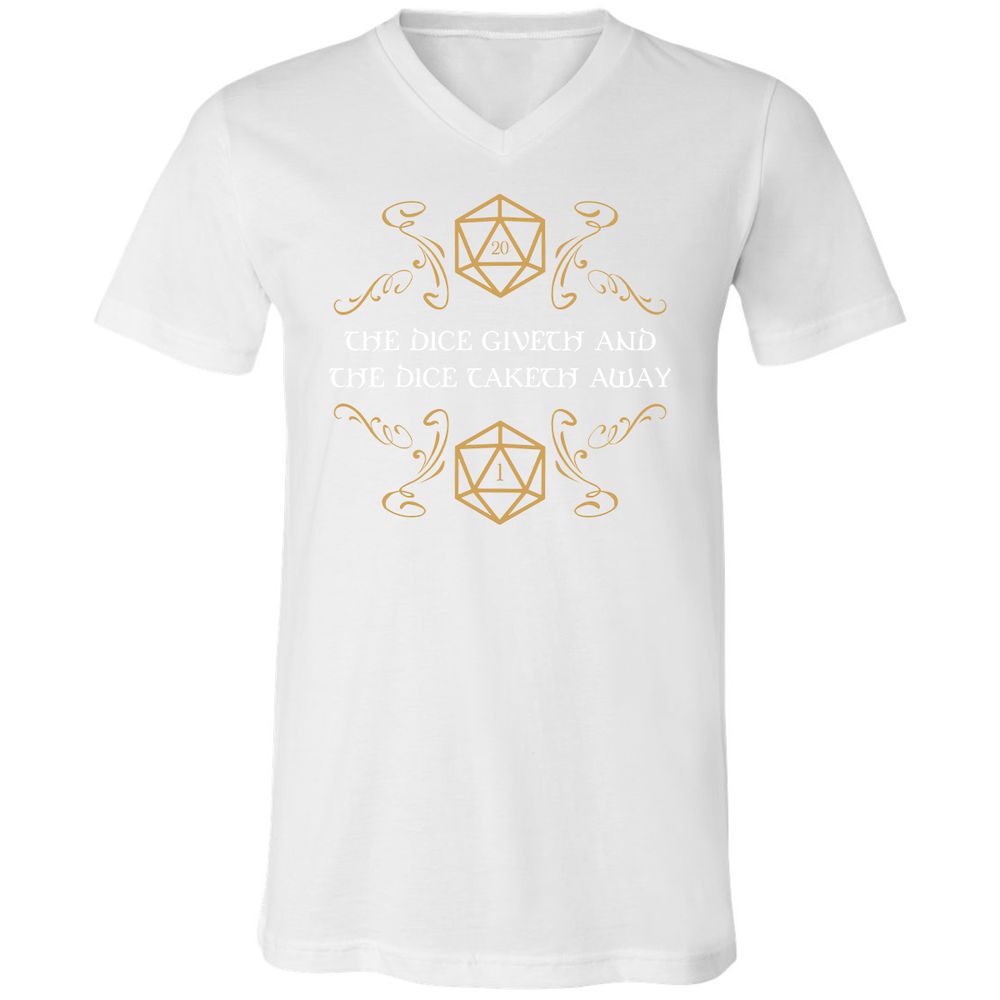 The Dice Giveth and Taketh Away Natural 20 and Critical Fail Unisex V-Neck T-Shirt - White - 5