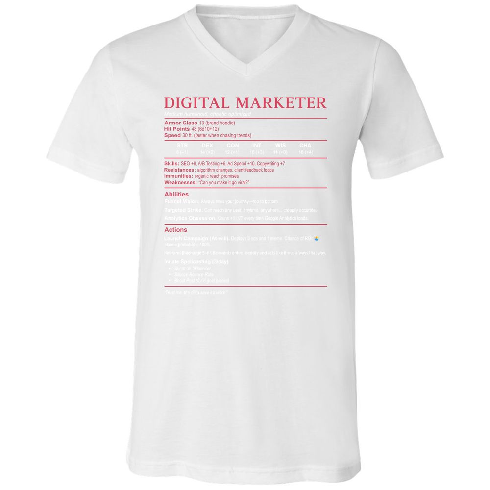 Digital Marketer Stats Unisex V-Neck T-Shirt - White - 5