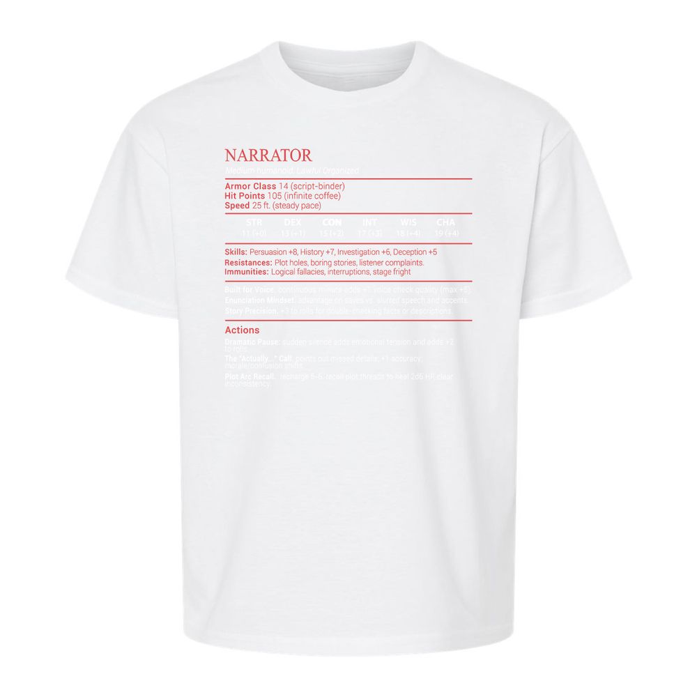 Narrator Stats Block - White - 5