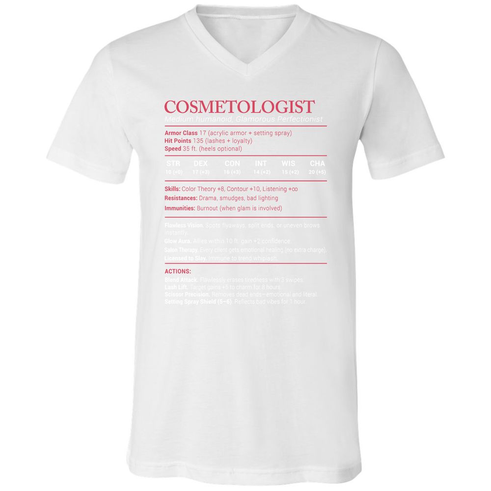 Cosmetologist Stats Unisex V-Neck T-Shirt - White - 5
