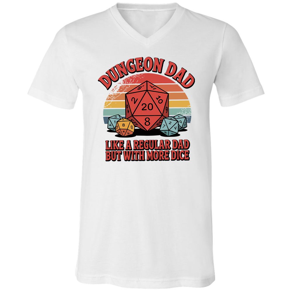 Dungeon Dad With More Dice Unisex V-Neck T-Shirt - White - 5