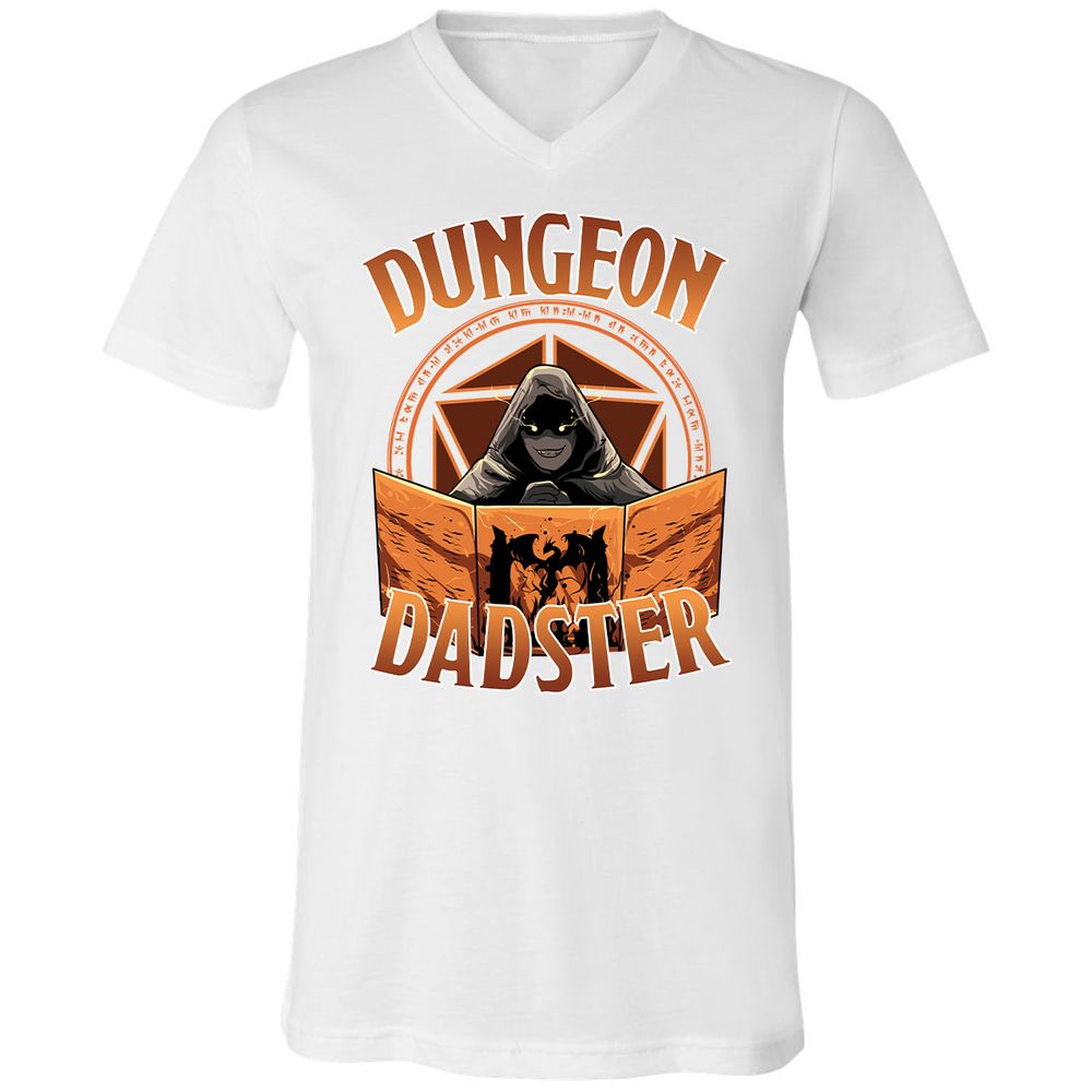 Dungeon Dadster Unisex V-Neck T-Shirt - White - 5