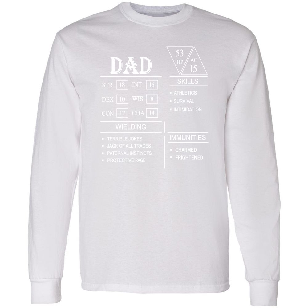 Dad Stat Block Long Sleeve T-Shirt - White - 5