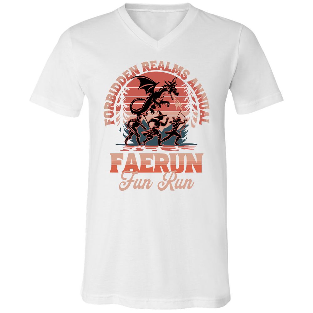 Faerun Fun Run Unisex V-Neck T-Shirt - White - 5