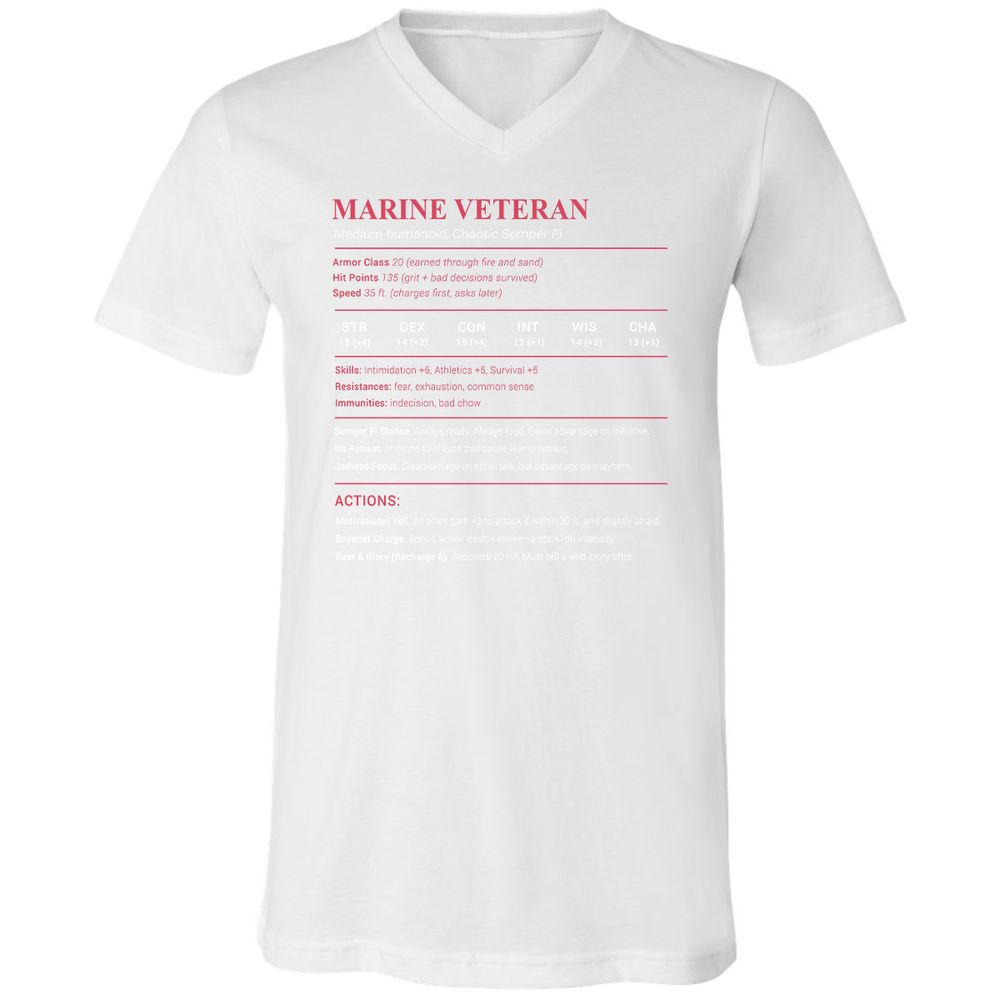 Marine Veteran Unisex V-Neck T-Shirt - White - 5