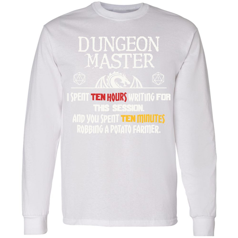 Dungeon Master Chaos Meme Long Sleeve T-Shirt - White - 5
