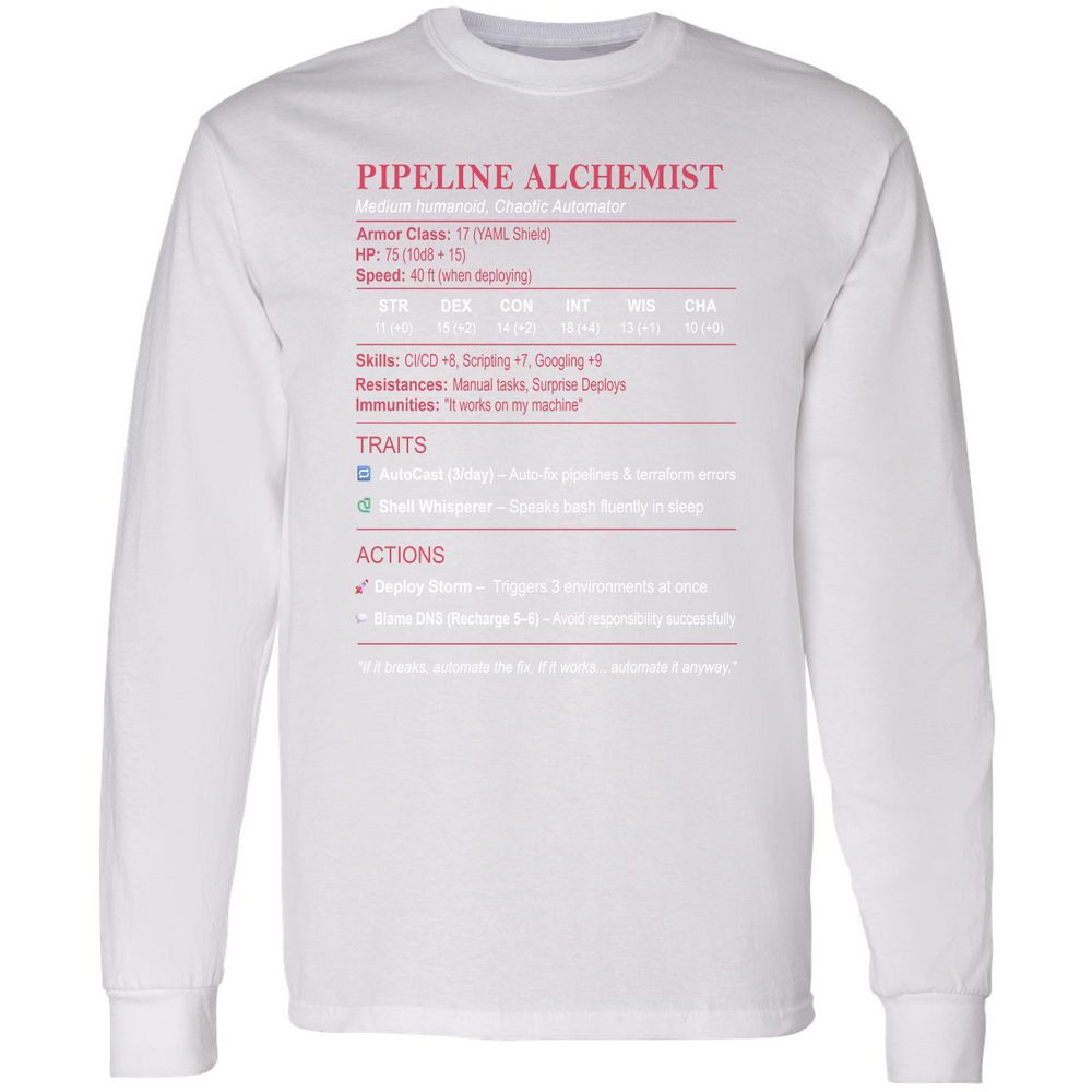 DEVOPS Stats (Pipeline Alchemist) Long Sleeve T-Shirt - White - 5