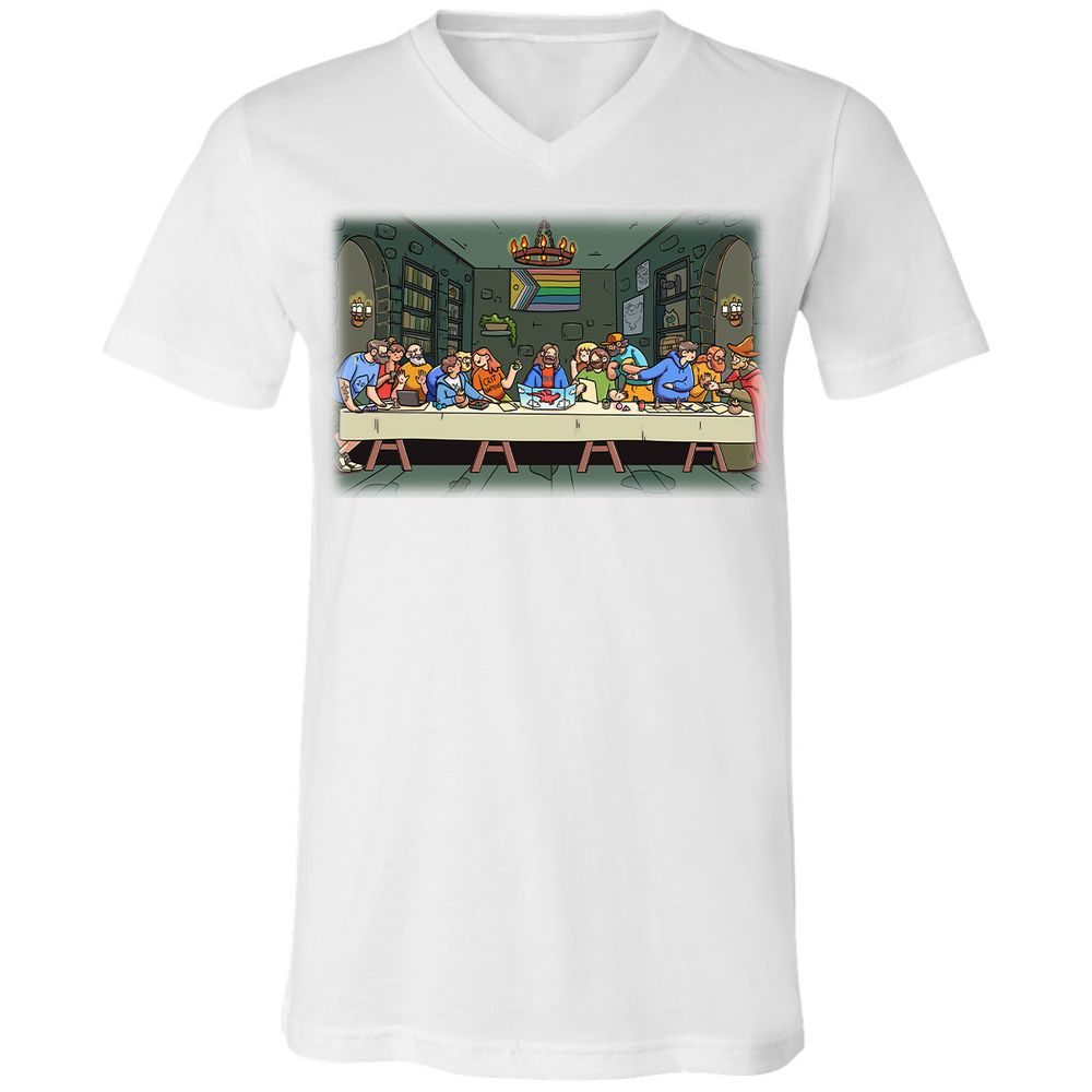 DnD Characters Pride Themed The Last Supper Shirt Unisex V-Neck T-Shirt - White - 5
