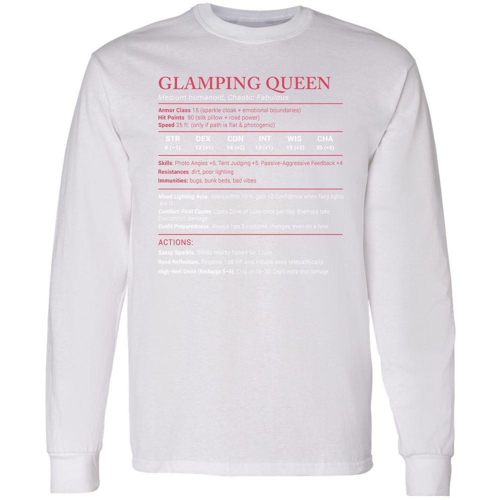 Glamping Queen Stats Long Sleeve T-Shirt - White - 5