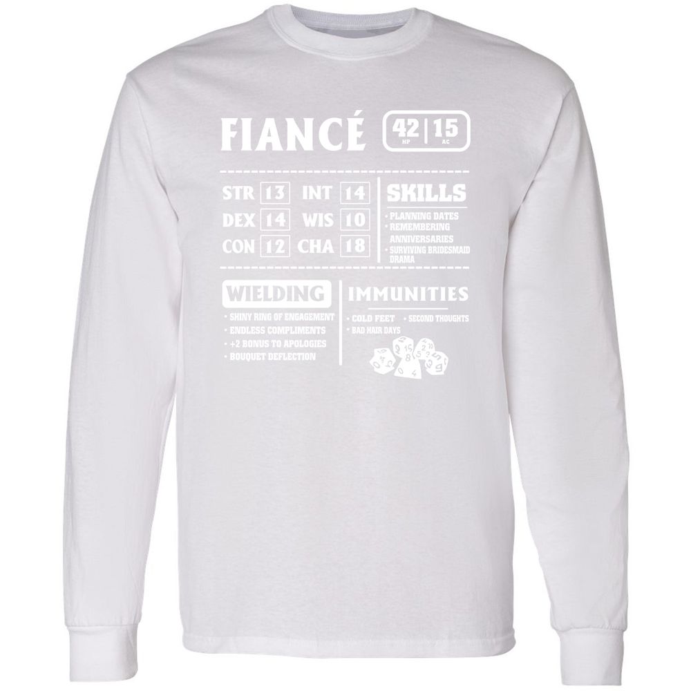 Fiance Stats Long Sleeve T-Shirt - White - 5