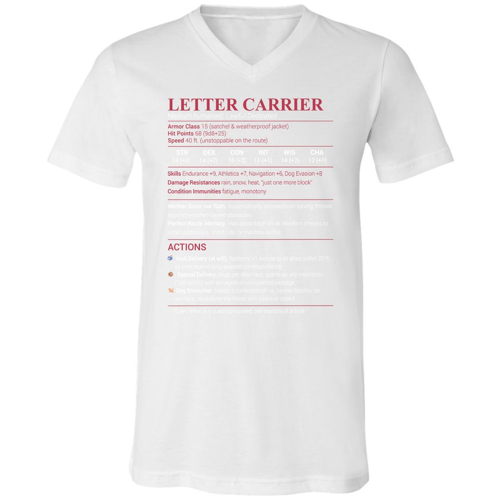 Letter Carrier Unisex V-Neck T-Shirt - White - 5