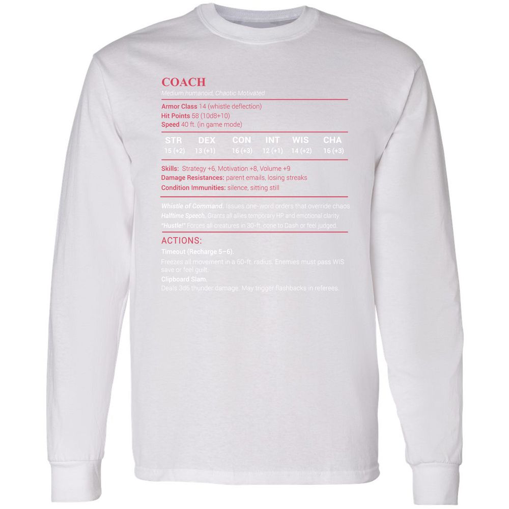 Coach Stats Long Sleeve T-Shirt - White - 5