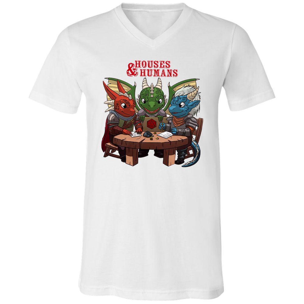 Houses & Humans Unisex V-Neck T-Shirt - White - 5