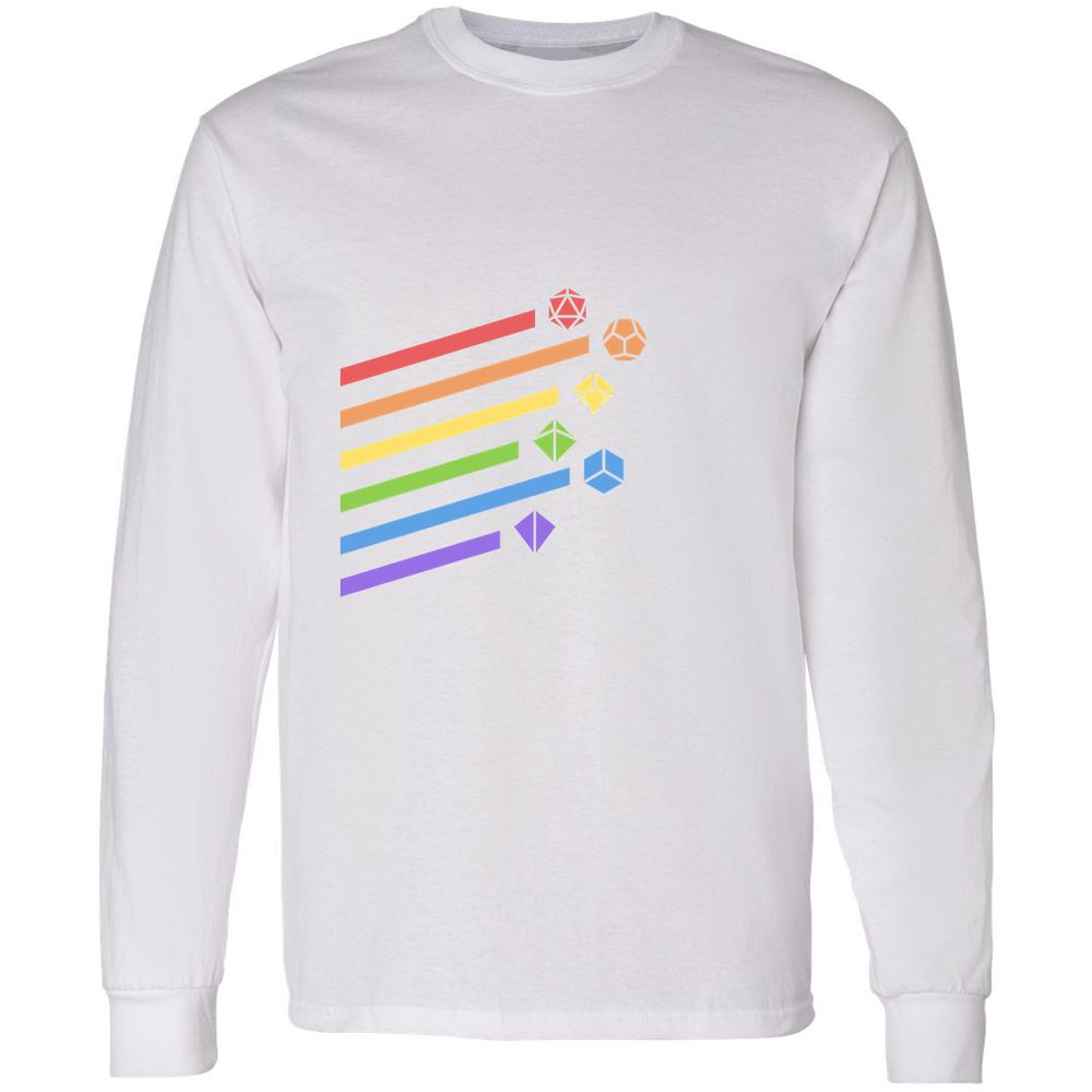 Rainbow Dice Set Long Sleeve T-Shirt - White - 5