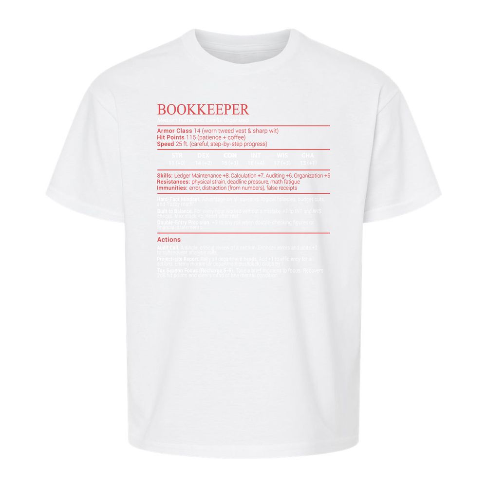 Bookkeepper Stats Block - White - 5