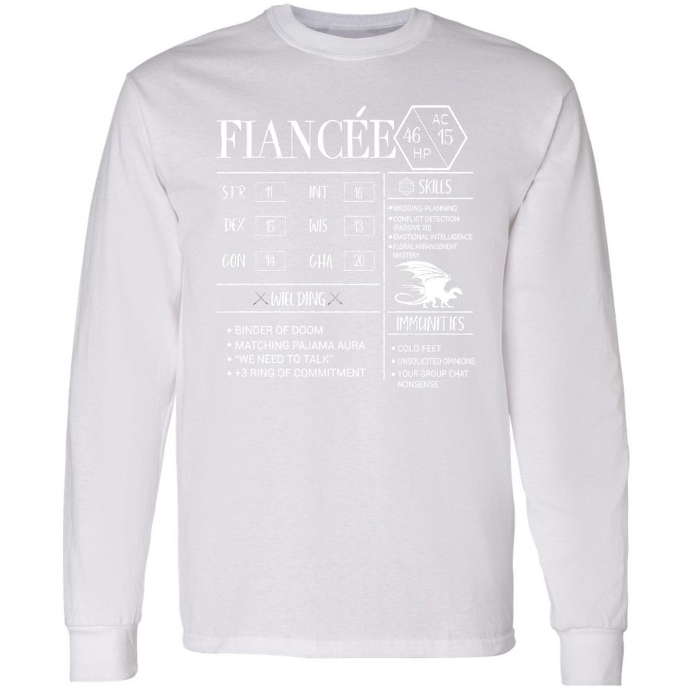 Fiancee Stats Long Sleeve T-Shirt - White - 5