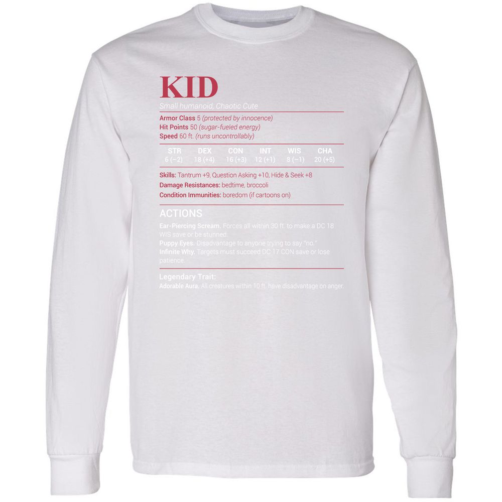 Kid Stats Long Sleeve T-Shirt - White - 5
