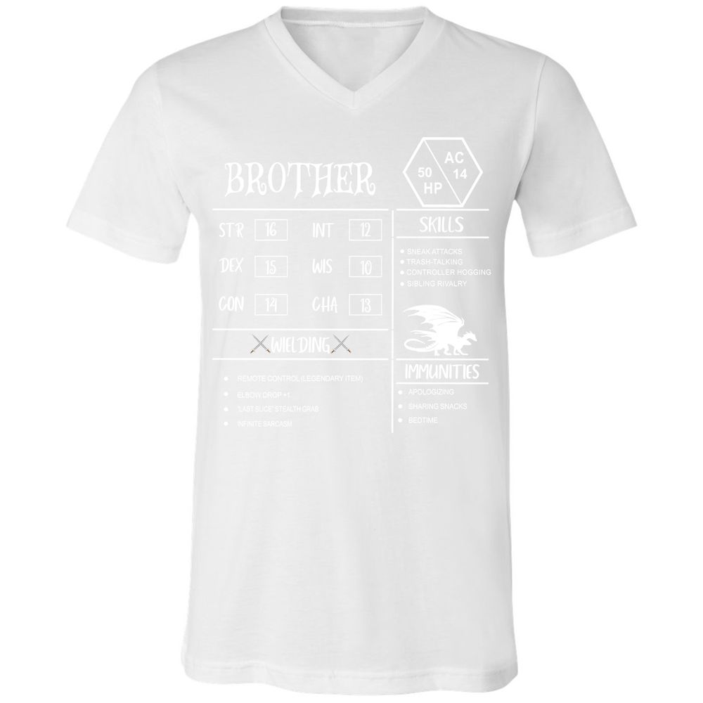 Brother Stats Unisex V-Neck T-Shirt - White - 5