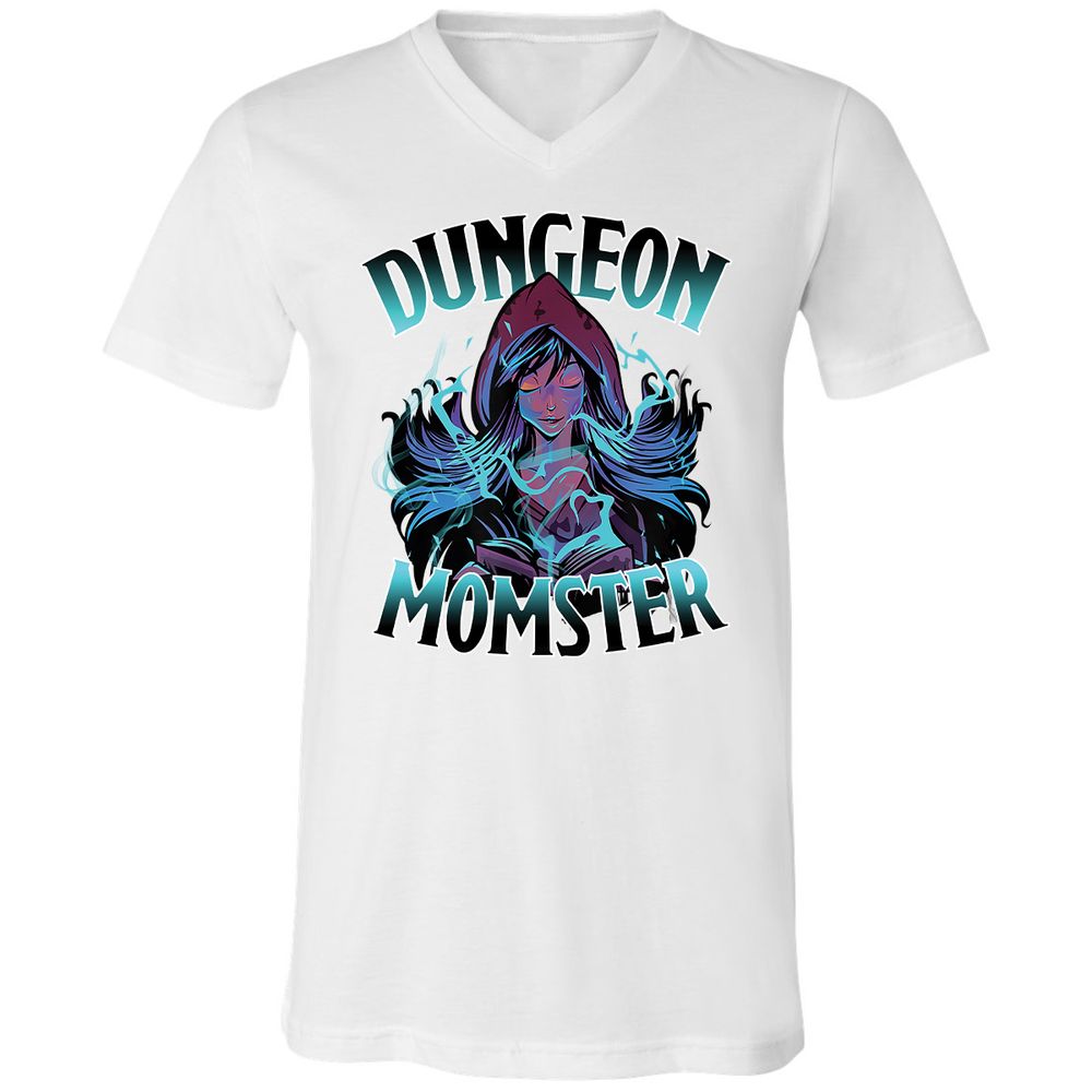 Dungeon Momster Unisex V-Neck T-Shirt - White - 5