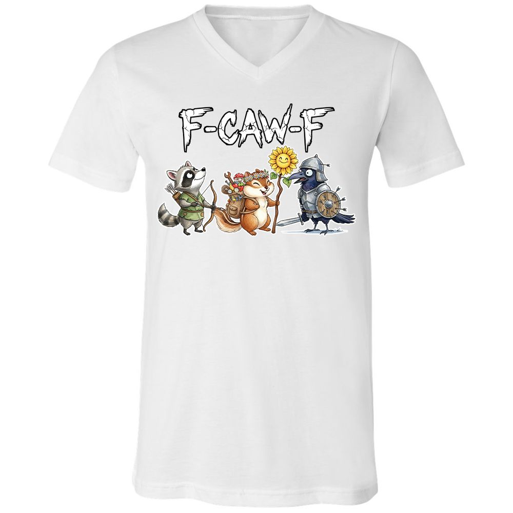 F-CAW-F Adventuring party Unisex V-Neck T-Shirt - White - 5