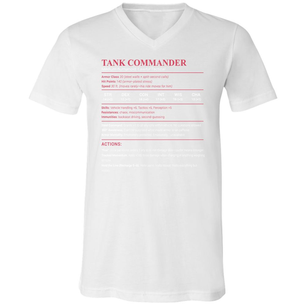 Tank Commander Unisex V-Neck T-Shirt - White - 5