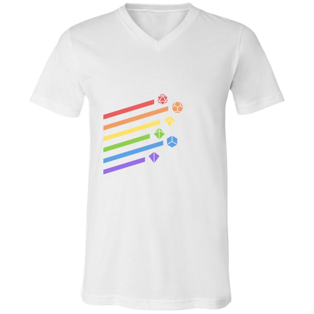 Rainbow Dice Set Unisex V-Neck T-Shirt - White - 5