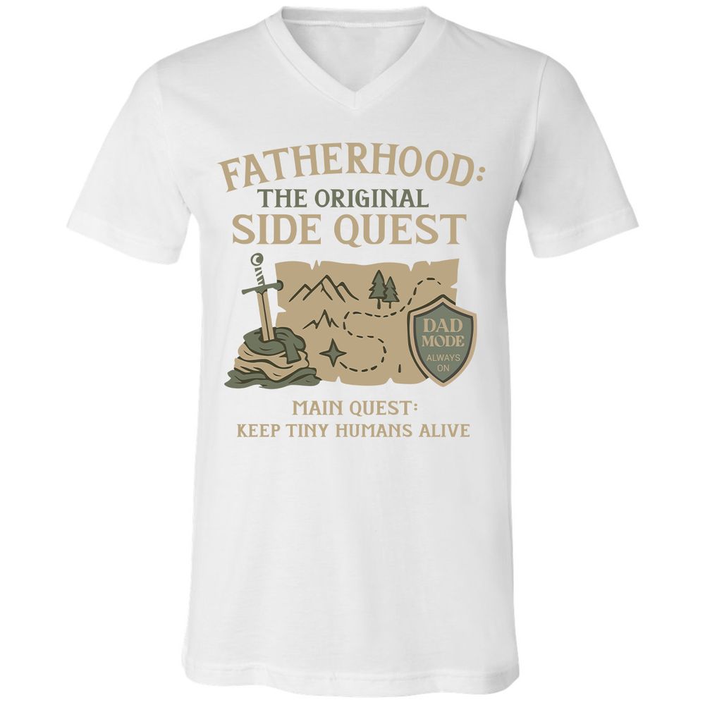 Fatherhood The Original Side Quest Unisex V-Neck T-Shirt - White - 5