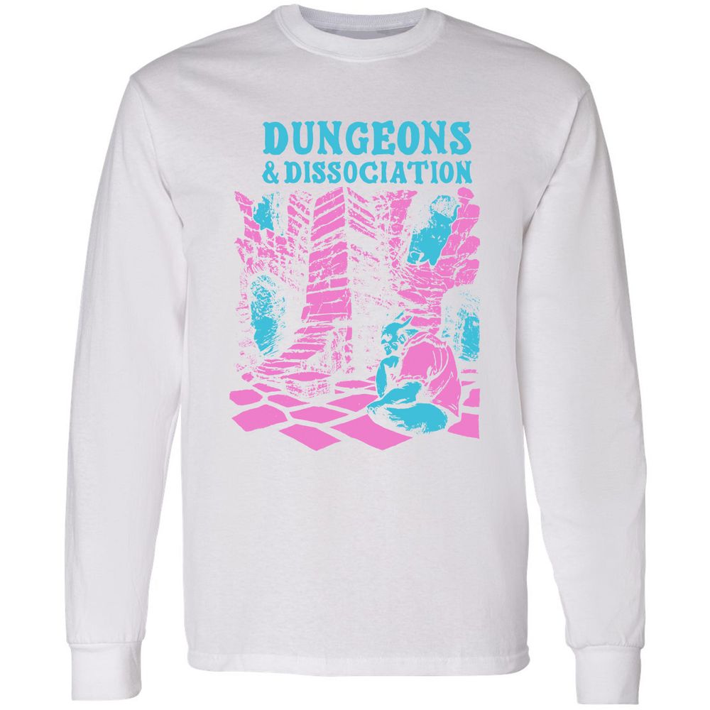 Dungeons And Dissociation Long Sleeve T-Shirt - White - 5